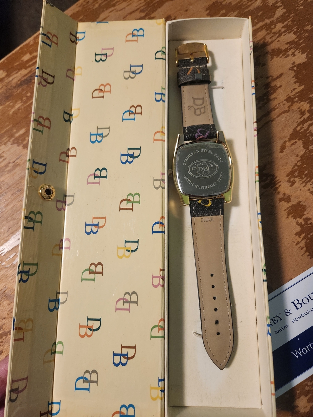 NIB Dooney & Bourke Multicolor DB Monogram Rhinestone Watch & Box MVICR-BL - Picture 3 of 12